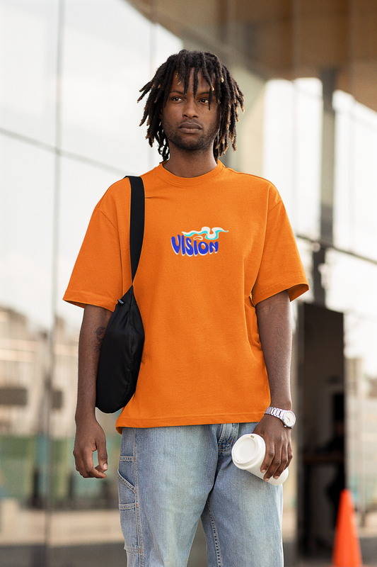 Visionary unisex orange oversized t-shirt - s