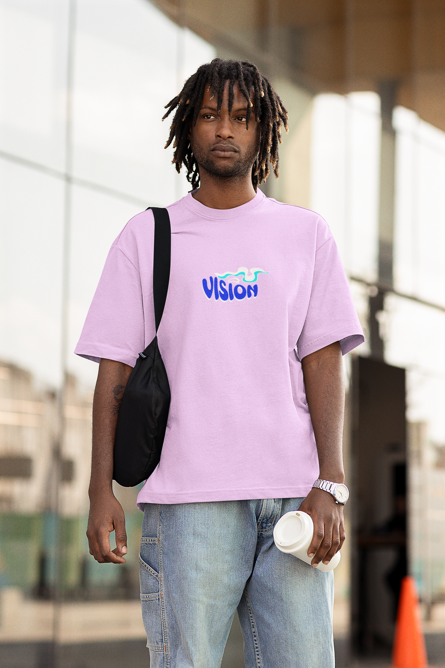 Visionary unisex lavender oversized t-shirt - s