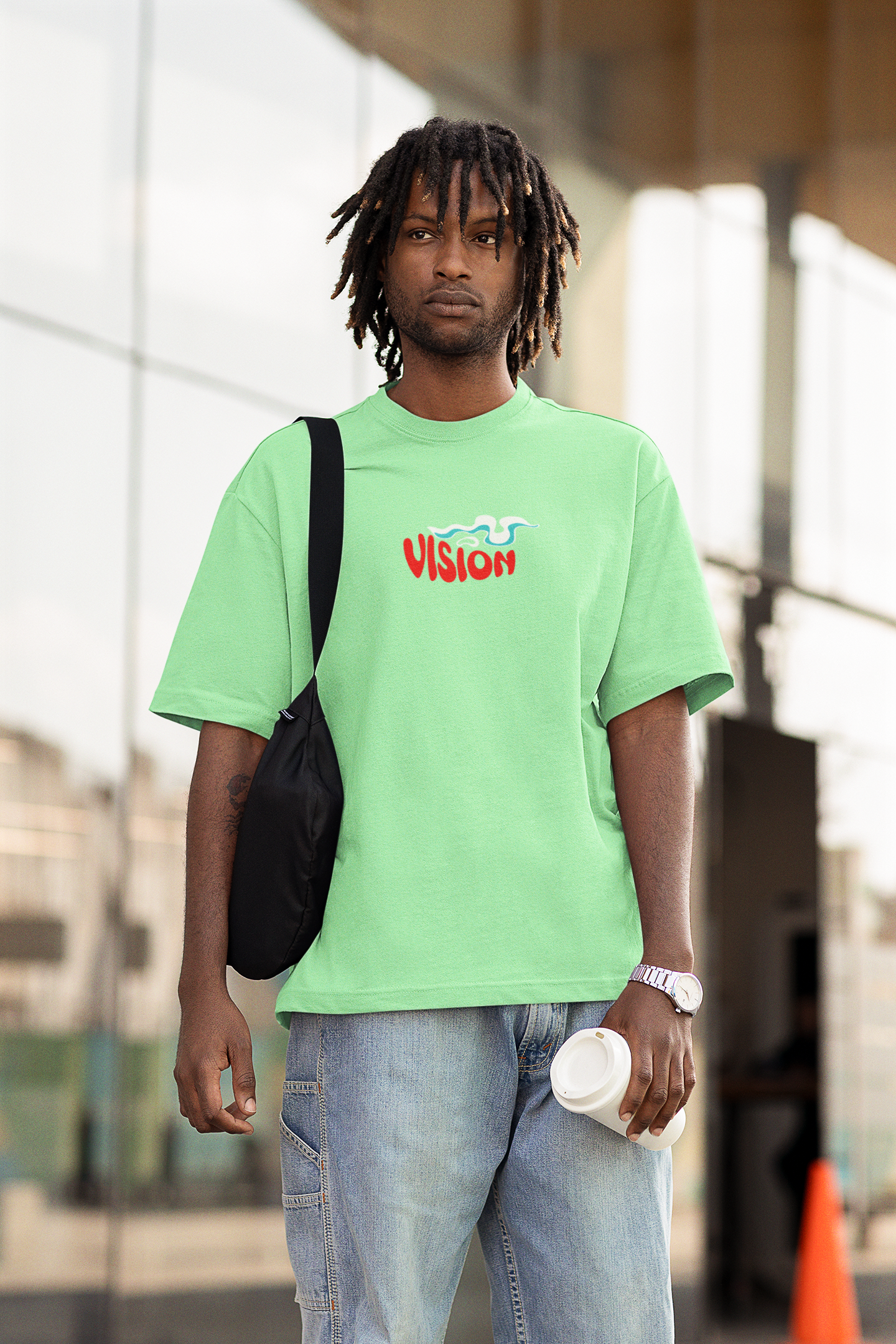 Visionary unisex saga green oversized t-shirt - s
