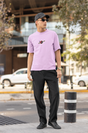 Galactic Horizons Half Sleeve Lavender Oversized T-Shirt for Men by Hello Swanky