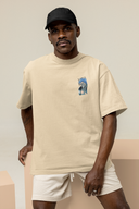 Grimmjow Half Sleeve Beige Oversized T-Shirt for Men by Hello Swanky