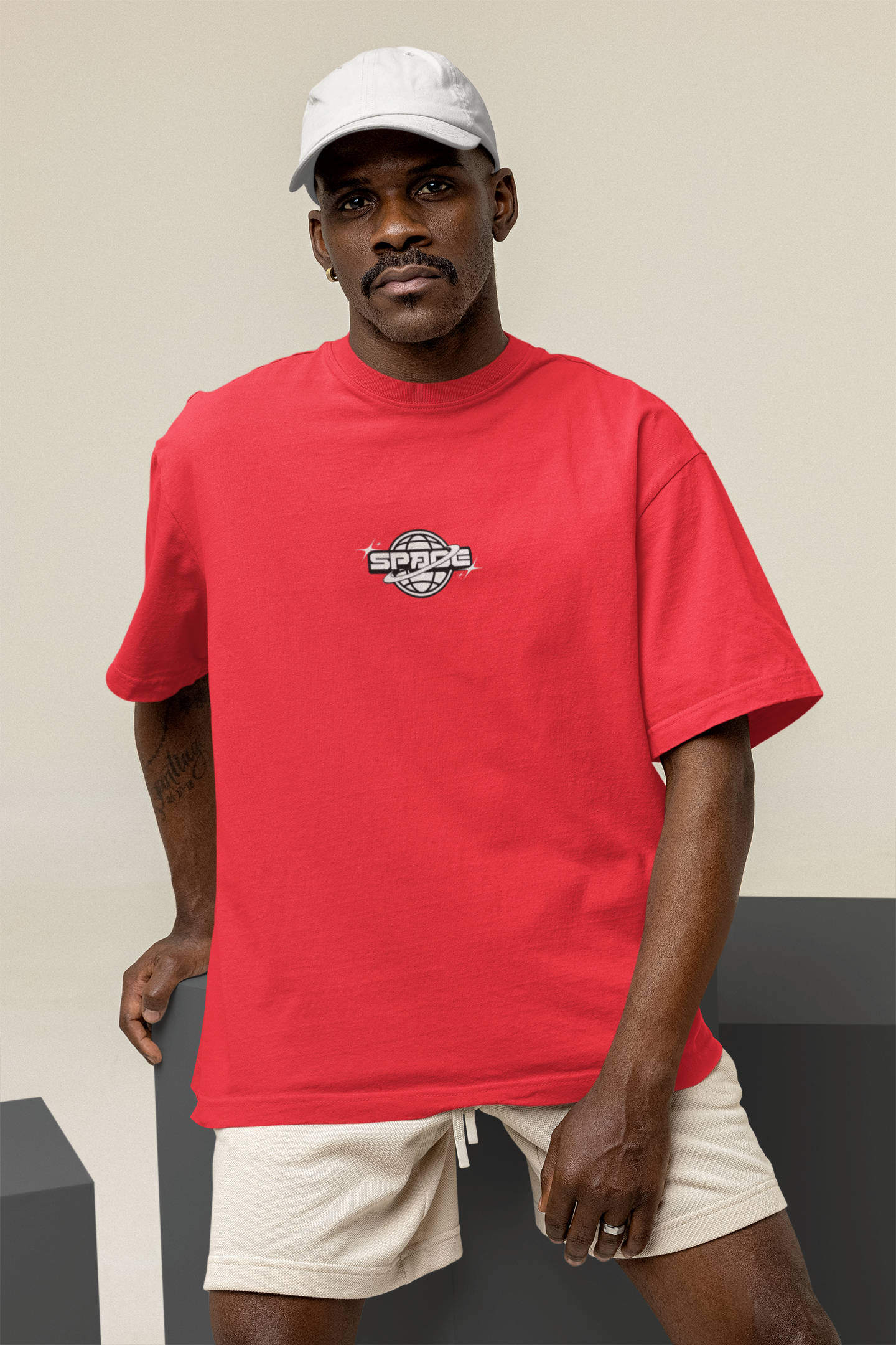 Space Unisex Red Oversized T-Shirt