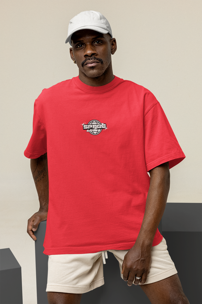 Space Unisex Red Oversized T-Shirt