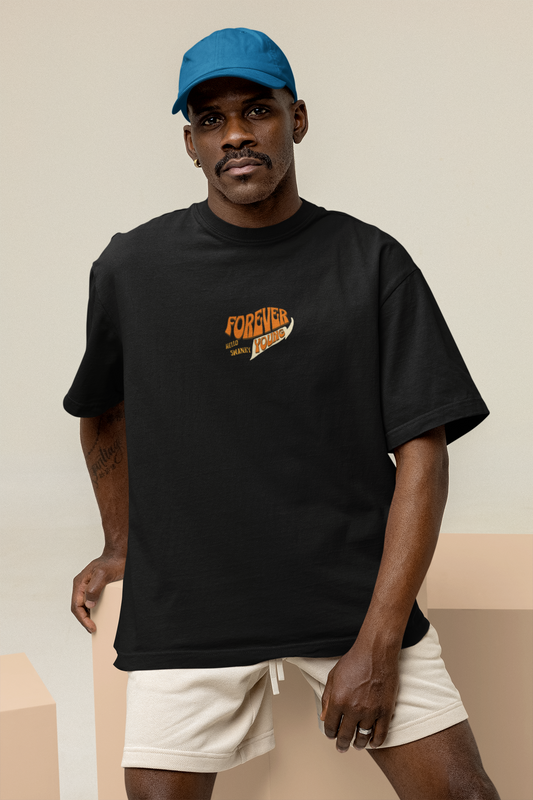 Forever Young Black Oversized T-Shirt – Trendy Casual Wear