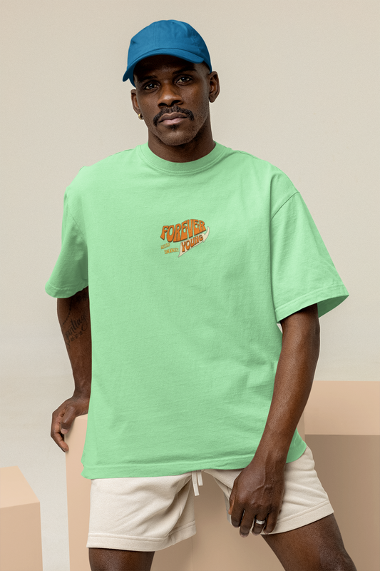 Forever Young Unisex Oversized Tee – Sage Green Streetwear