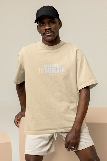 Insomnia Unisex Beige Oversized T-Shirt Streetwear Style