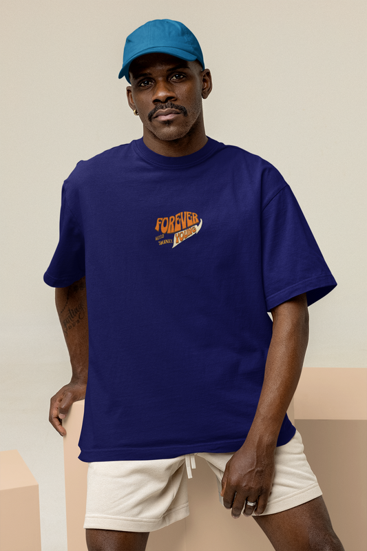 Forever Young Unisex Oversized Tee – Navy Blue Streetwear