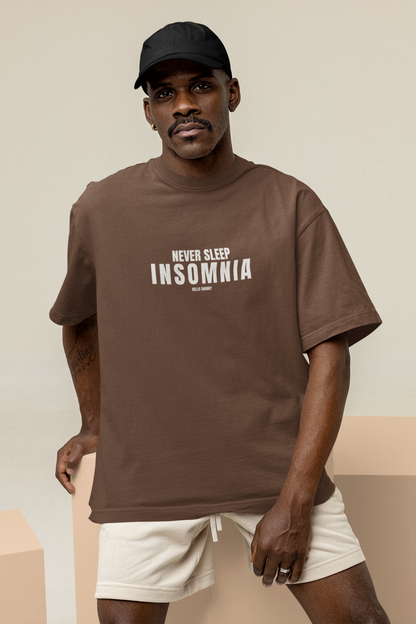 Insomnia Unisex Brown Oversized T-Shirt Streetwear Style