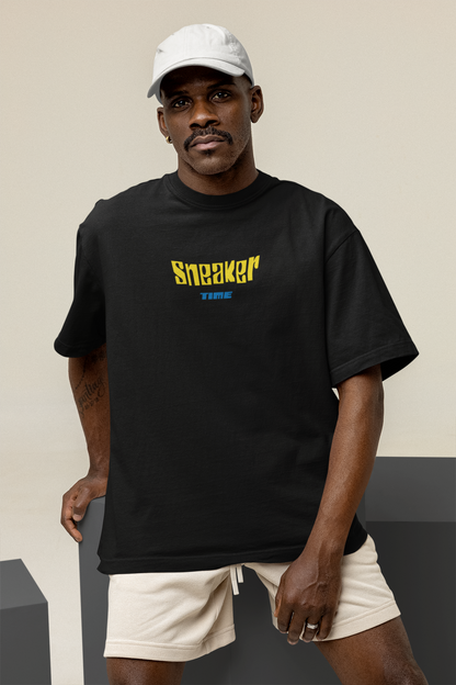 Snekers Black Oversized Half Sleeve T-Shirt for Men – Trendy Fit