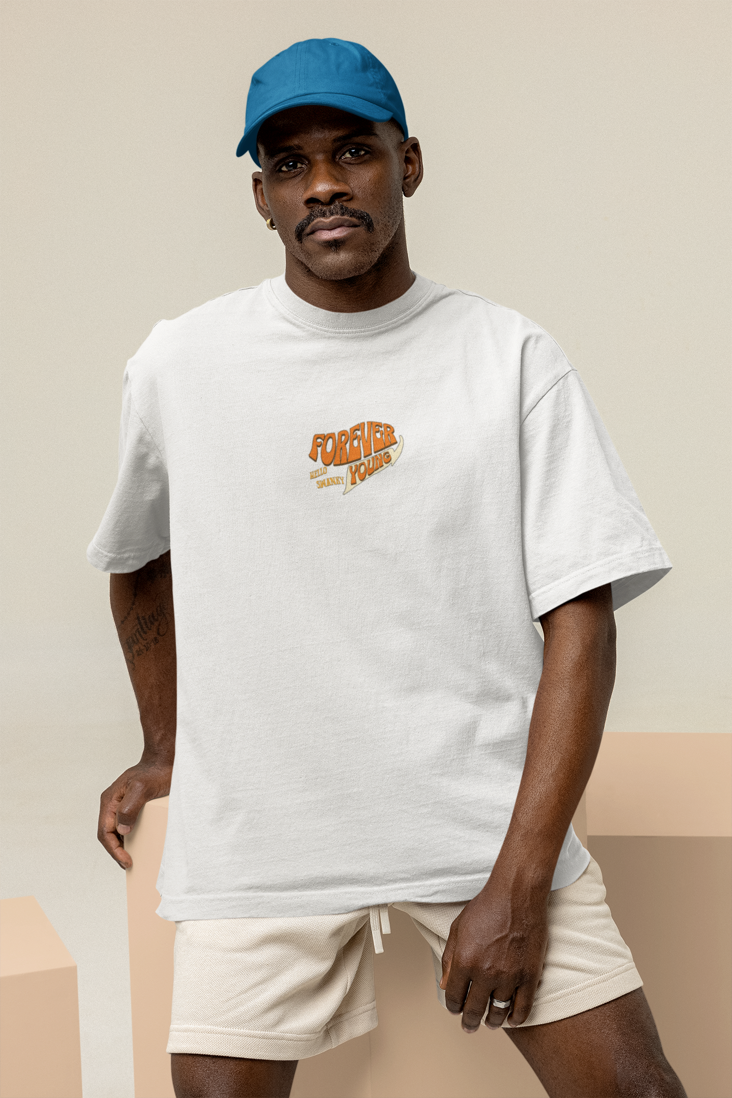 Forever Young Unisex White Oversized T-Shirt Streetwear