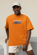 Old & Classic Half Sleeve Orange Oversized T-Shirt for Men by Hello Swanky