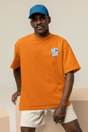 Good Day Half Sleeve Orange Oversized T-Shirt for Men by Hello Swanky