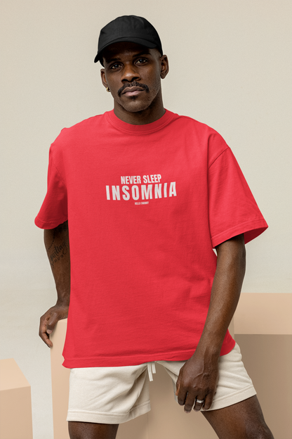 Insomnia Unisex Red Oversized T-Shirt Streetwear Style