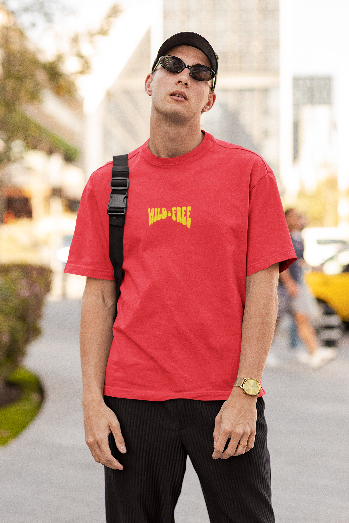 Wild & free unisex red oversized t-shirt - s