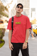 State Of Mind Half Sleeve Red Oversized T-Shirt for Men by Hello Swanky
