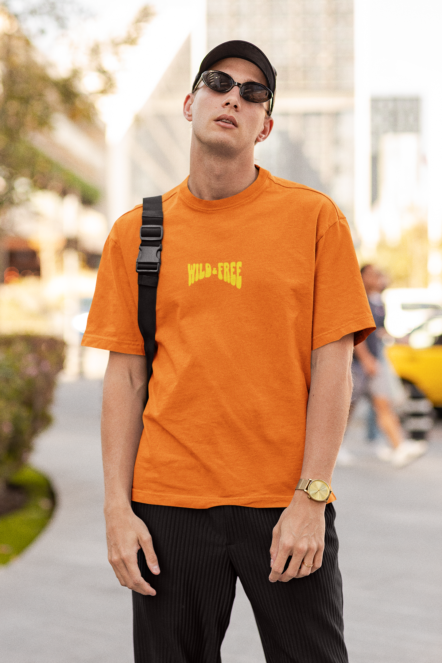 Wild & free unisex orange oversized t-shirt - s