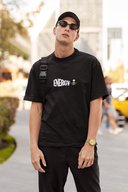 Protect Energy Half Sleeve Black Oversized T-Shirt for Men by Hello Swanky