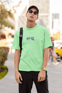 Wild & Free Half Sleeve Saga Green Oversized T-Shirt for Men by Hello Swanky