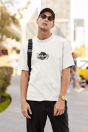 Out Of Office Half Sleeve White Oversized T-Shirt for Men by Hello Swanky