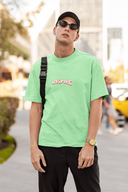Inspired Half Sleeve Saga Green Oversized T-Shirt for Men by Hello Swanky