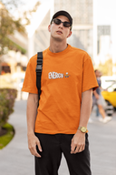 Protect Energy Half Sleeve Orange Oversized T-Shirt for Men by Hello Swanky