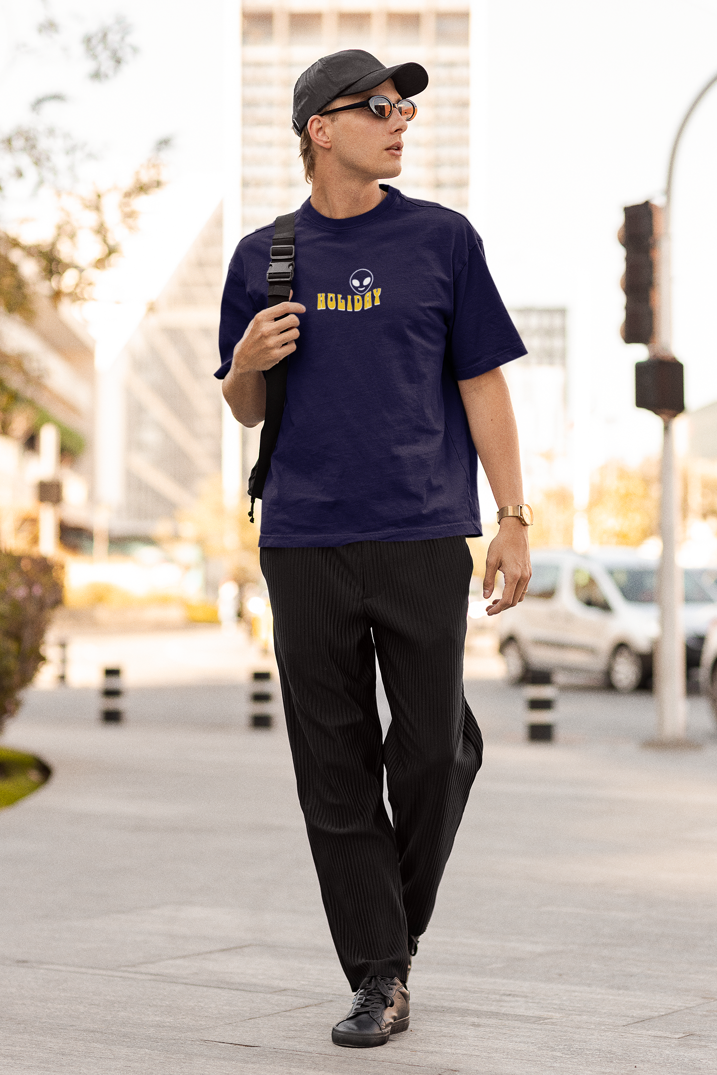 Holiday unisex navy blue oversized t-shirt