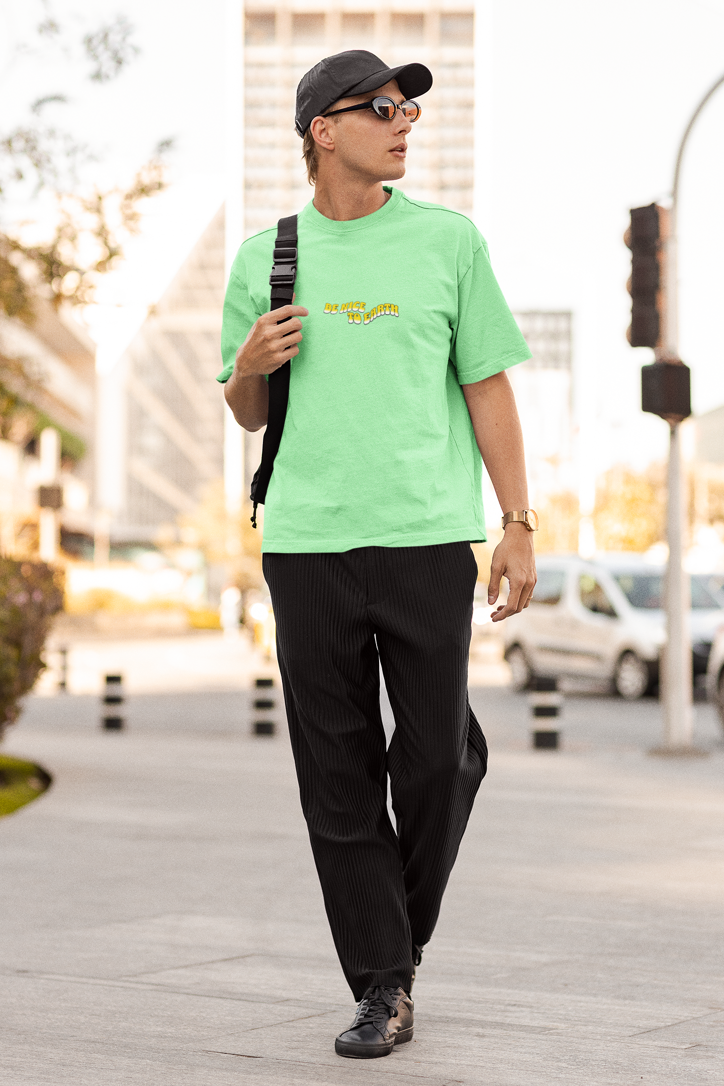 Earth sleeve saga green oversized t-shirt for men by hello swanky