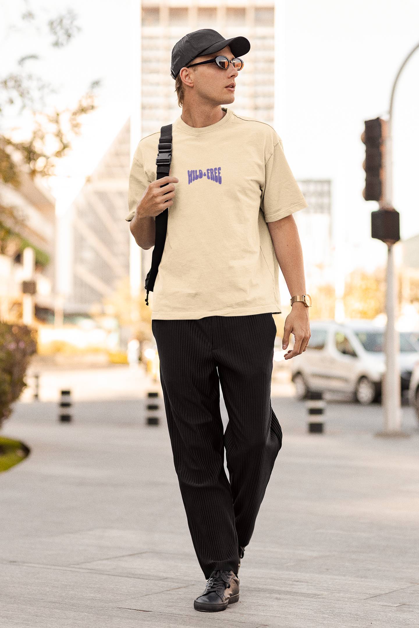 Wild & Free Unisex Beige Oversized T-Shirt