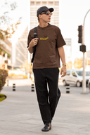 Holiday Half Sleeve Brown Oversized T-Shirt for Men by Hello Swanky