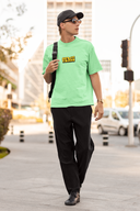 State Of Mind Half Sleeve Saga Green Oversized T-Shirt for Men by Hello Swanky