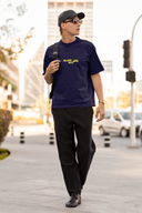 Earth Sleeve Navy Blue Oversized T-Shirt for Men by Hello Swanky