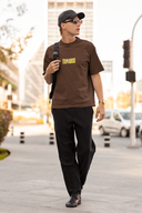 Good Things Half Sleeve Brown Oversized T-Shirt for Men by Hello Swanky
