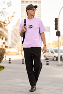 Out Of Office Half Sleeve Lavender Oversized T-Shirt for Men by Hello Swanky