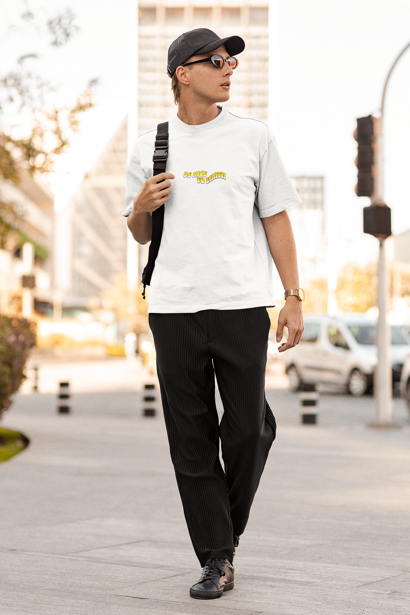 Earth sleeve white oversized t-shirt for men by hello swanky