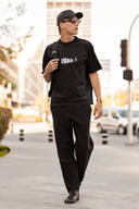 Protect Energy Half Sleeve Black Oversized T-Shirt for Men by Hello Swanky