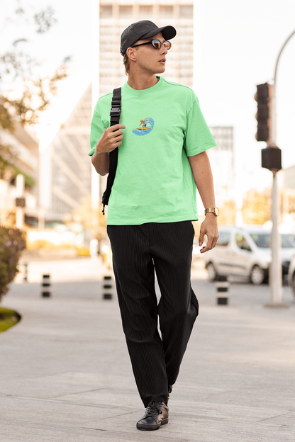Great day half sleeve saga green oversized t-shirt for men by hello swanky