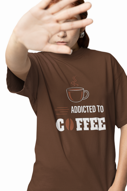 Addicted To Coffee Oversized T-Shirt Men Stylish Streetwear