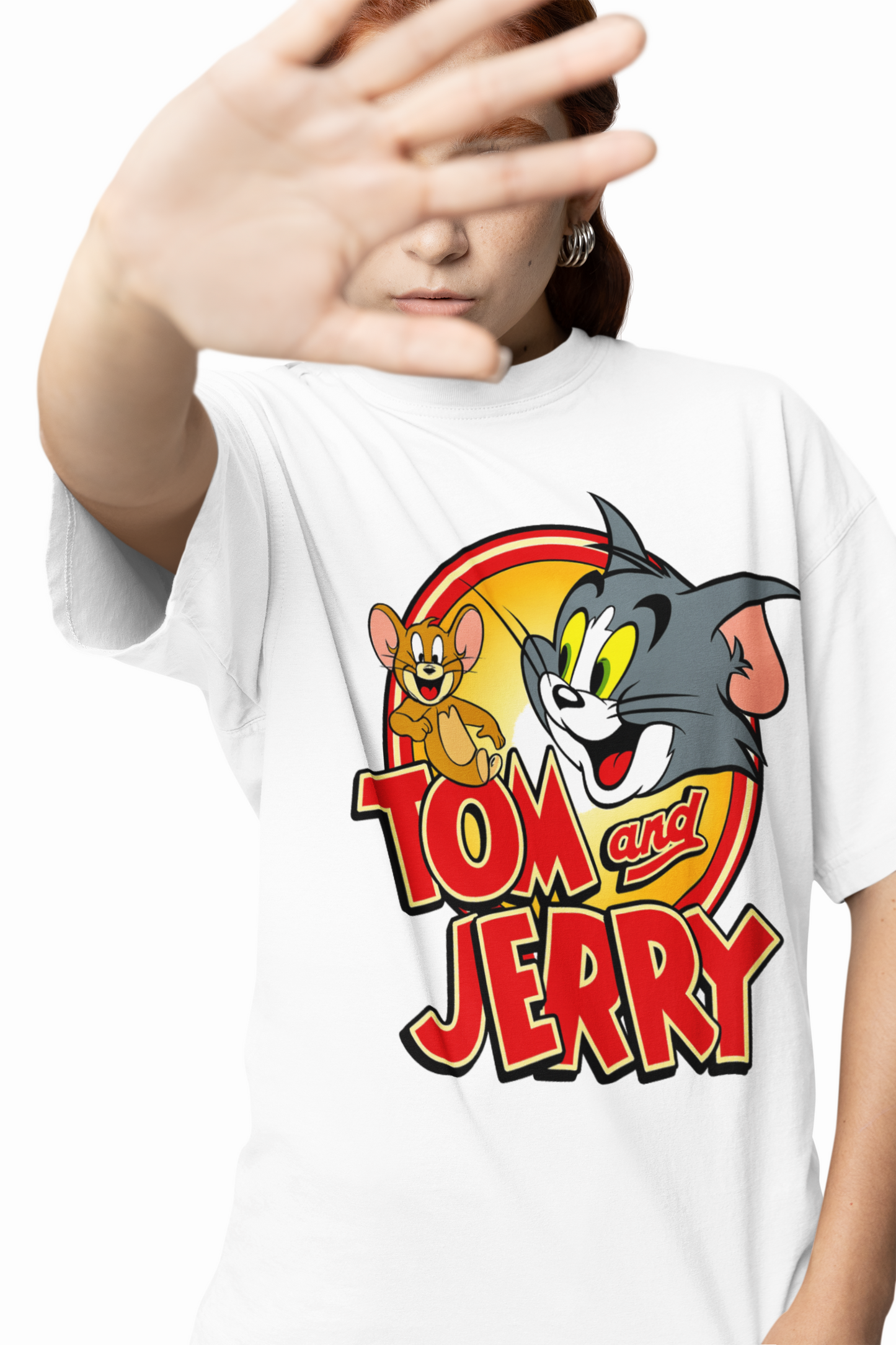 Sweet Tom And Jerry Oversized T-Shirt Cute Cartoon Style Tee