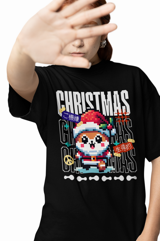 Pixel Christmas Oversized T-Shirt – Trendy and Festive Design