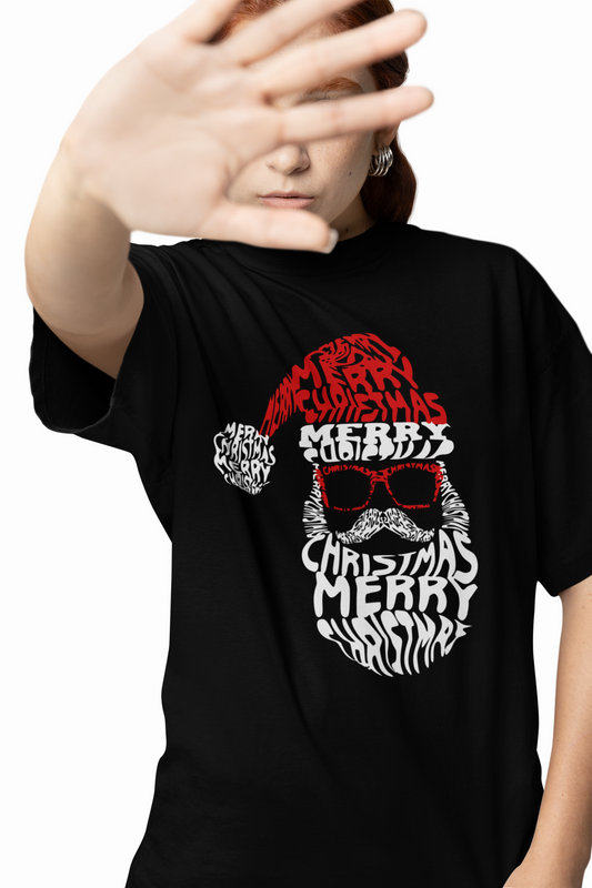 Santa Face Oversized T-Shirts for Festive Casual Streetwear