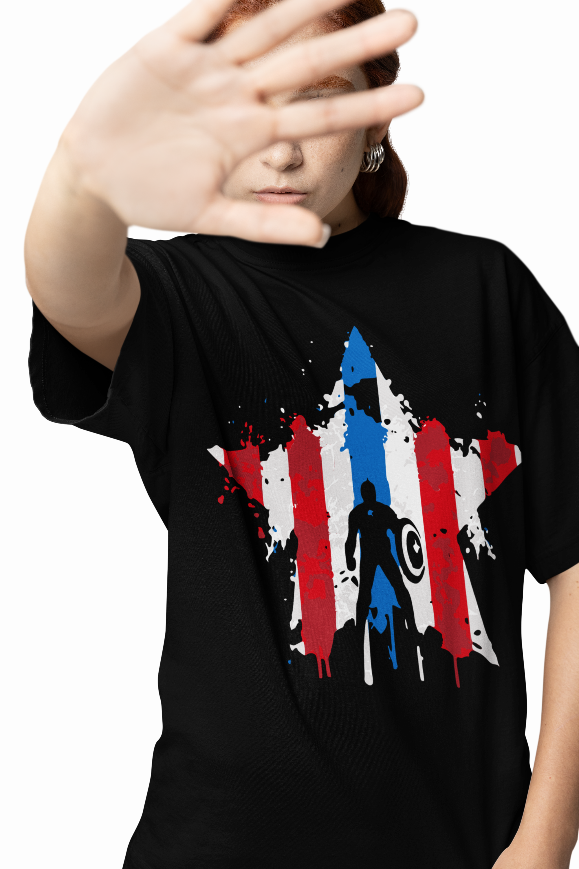 Captain America Flag Oversized T-Shirts