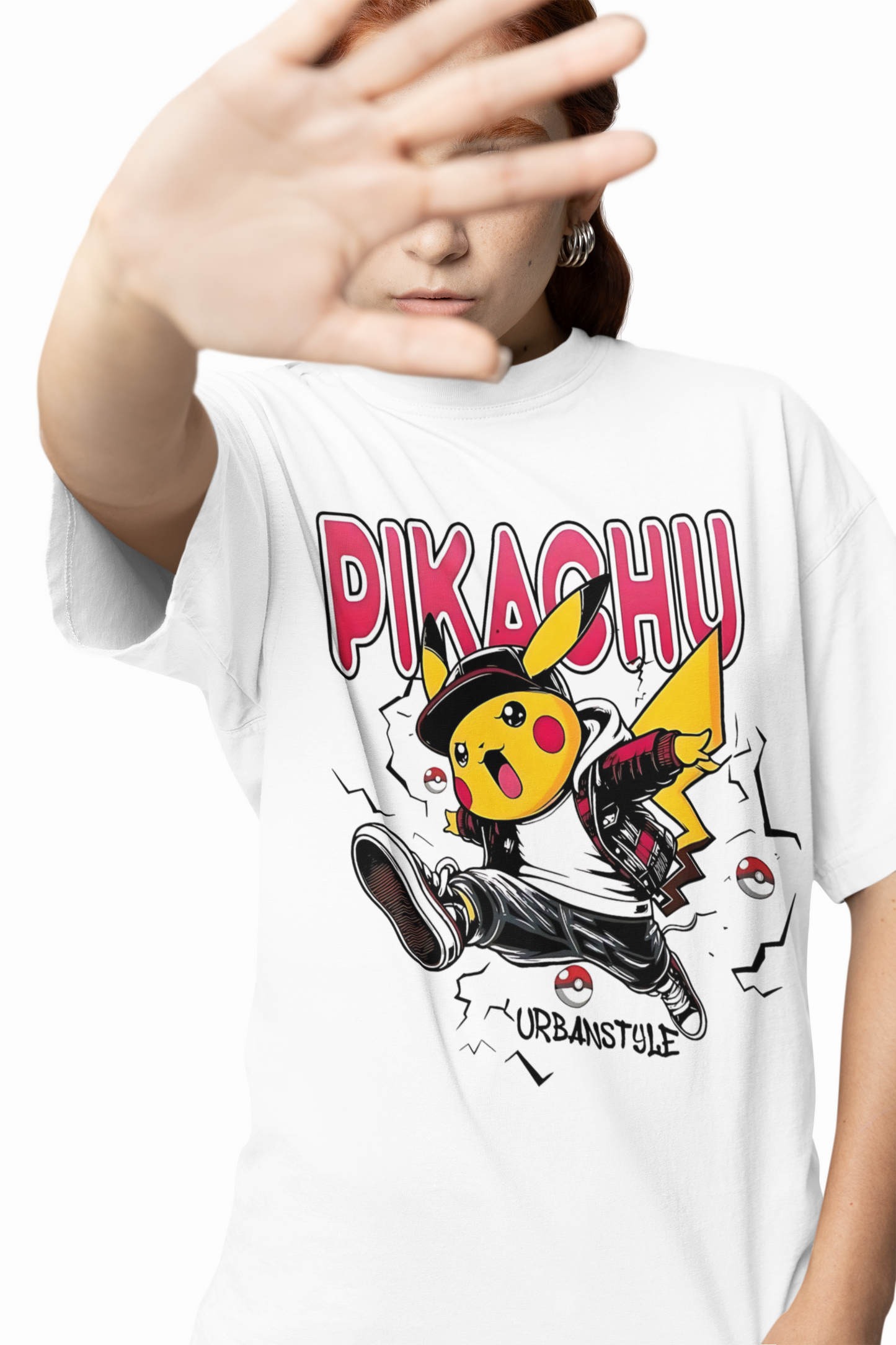 Pikachu Urbanstyle White T-Shirt – Stylish Oversized Streetwear