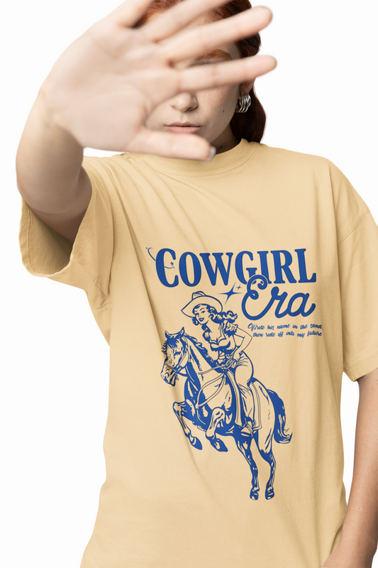 Cow Girl Era Oversized T-Shirt Stylish Western Graphic Design