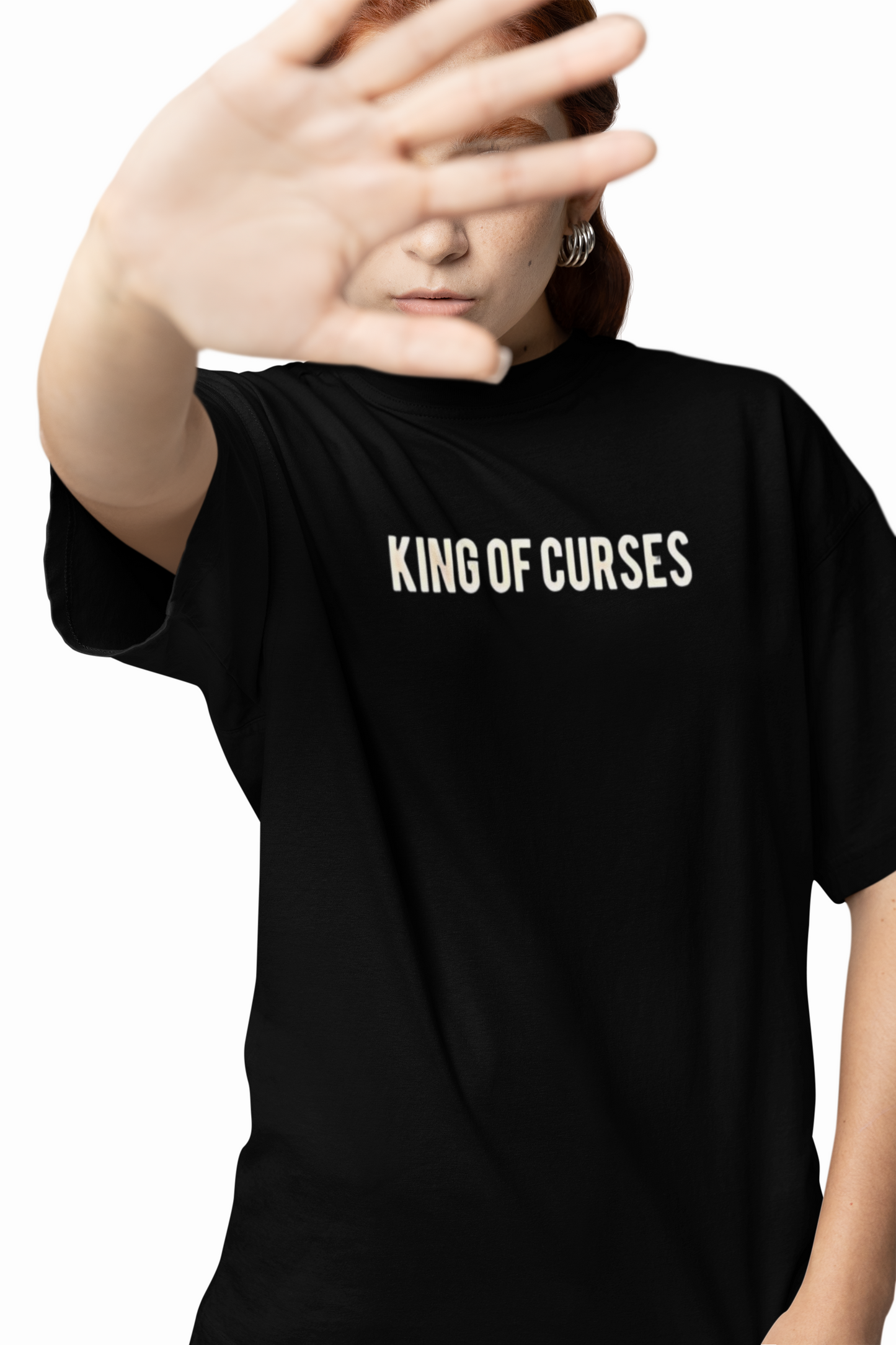 King Of Curses Black Oversized T-Shirts Trendy Casual Wear