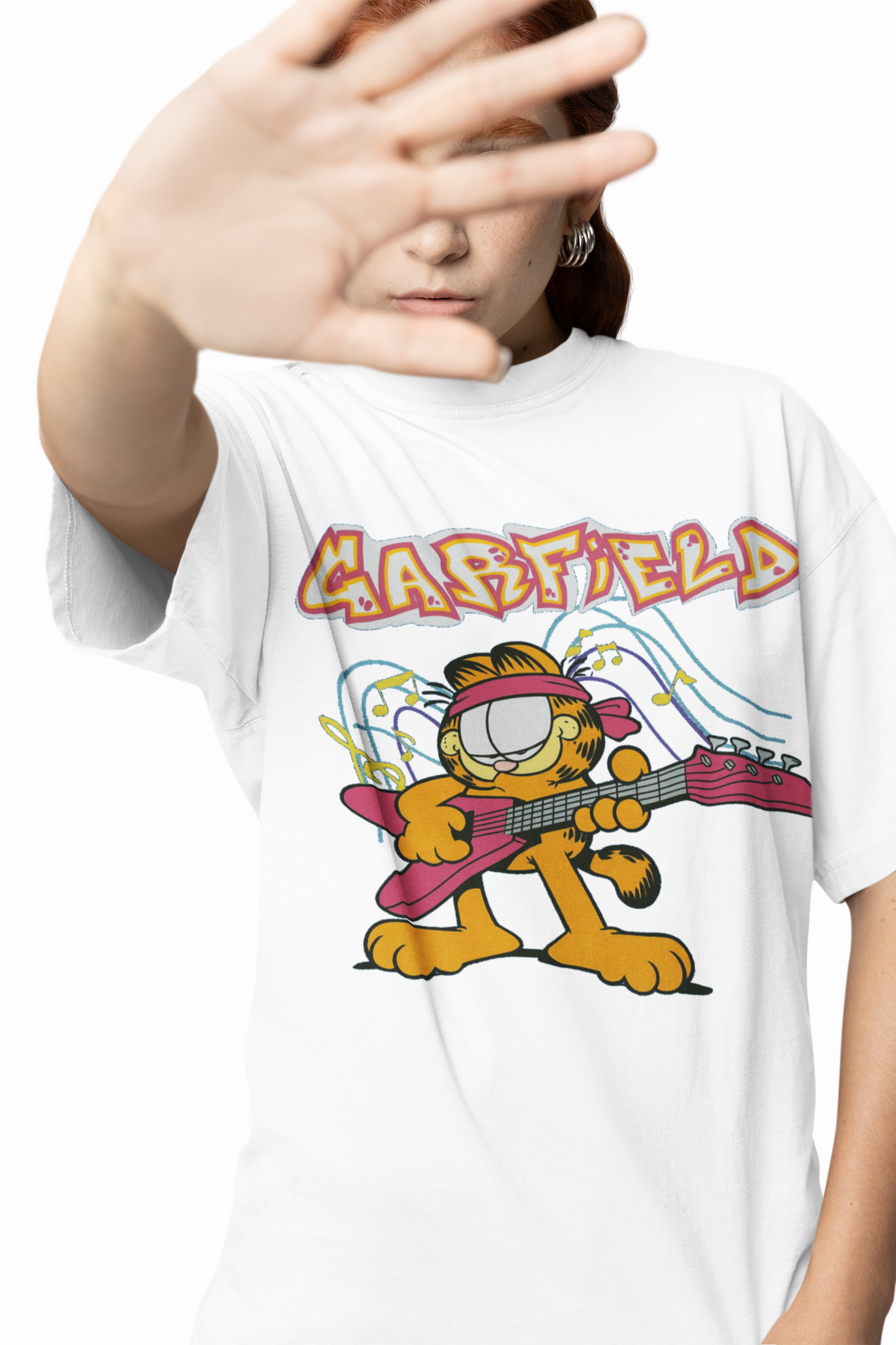 Glitter Garfield Oversized T-Shirts Fun Retro Streetwear