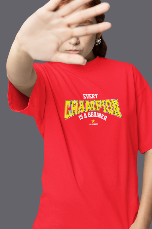 Every Champion Half Sleeve Red Oversized T Shirt Style