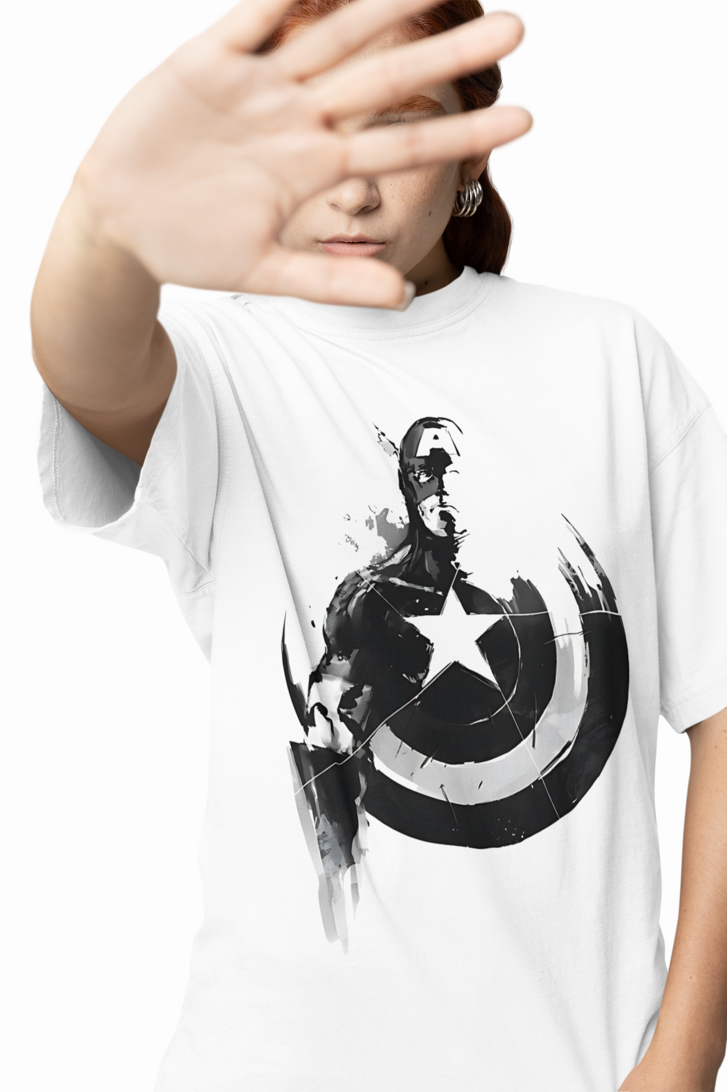 Captain Shield Oversized T-Shirt Streetwear Style Tee