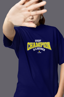 Every Champion Half Sleeve Navy Blue Oversized T-Shirt for Women by Hello Swanky