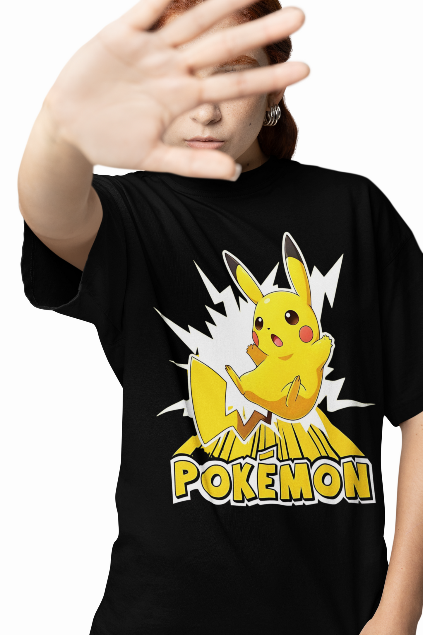 Thunder Pikachuu Pokemon Oversized T-Shirts Anime Streetwear