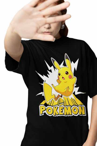 Thunder Pikachuu Pokemon Oversized T-Shirts Anime Streetwear